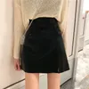 Coreano Pu Mulheres Saias Sólida Cintura Alta Chic All Match Outono Inverno Mujer Faldas Elegante A-Linha Mini Skirt 19065 210415