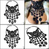 Hanger kettingen hangers sieraden kmvexo mode maxi ketting voor vrouwen kristal kralen kraag choker tassel statement chockers 220121 drop