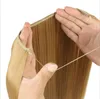 22 26 inch Rechte lus Micro Ring Hair Extensions Synthetische Hoge Temperatuur Zijde Inslag 17 Kleuren FL015