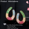 Designer Black Gold Color Round Big Rainbow CZ Stud Earrings for Women Cute Micro Pave Cubic Zircon Jewelry CZ593 210714