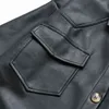 Frauen Patch Tasche Schwarz PU Leder Hemd Weibliche Kurzarm Bluse Mode Dame Lose Tops Blusas S8779 210430