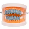 Halloween Iced Out Hip Hop 1414 Gold Silver Teeth Grillz Set Bling AAA Cubic Zircon Eight 8 Top&Bottom Jewelry Gifts