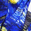 Sciarpa lunga da donna in seta naturale al 100% Famosa stampa artistica Bandana Scialle arrotolato a mano Vincent Van Gogh's - Notte stellata in blu