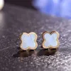 Boucles d'oreilles en acier inoxydable pour femmes, en or 18 carats, trèfle à quatre feuilles, à la mode, 5747837