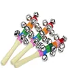 Ratelaars Jingle Bells Houten Stok Regenboog Hand Shake Sound Bell Party Rammelaar Baby Educatief Speelgoed 18cm Wll779