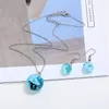 Transparent blue sky white clouds resin Ball Necklace Earring Set Women Wedding Party Exquisite Jewelry suit