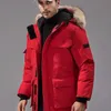 Winter Outdoor Freizeit Sport Daunenjacke, weiße Ente, winddicht, Parker, lange Lederkragenkappe, warm, echtes Wolfsfell, stilvoll, klassisch, Abenteuer-Wintermäntel, YF01