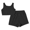Kvinnors 2-bitars kläder ärmlös västskörd Top + Bodycon Shorts Jumpsuit Set Size (S m l)