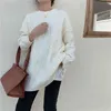 Autumn Winter Solid Pink Lady Tops Warm Pullovers Minimalist Korean Oversize Vintage Women's Sweaters 210430