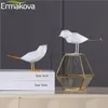 ERMAKOVA Moderne Mignon Résine Oiseau Figurine Ornements Européens Géométrique Origami Animal Statue Home Office Decor Cadeau 210811