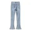 Gerade Jeans für Frauen Hohe Taille Minimalistische Casual Denim Flare Hosen Weibliche Mode Kleidung Frühling 210521