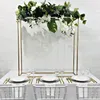 100 cm Długi Wedding Flower Row Centerpiece Żelazo Rack Decoration Urodziny Ciasto Deserowe Uchwyt Tabela Metalowe Cokoły Dla Etapy Stage Tackdrops DIY Rama