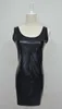 Casual Dresses Sexy Women Black Leather Latex Dress Sleeveless Fetish Bodycon Catsuit Lady Exotic Nightclub