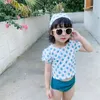 Children Flower One-Pieces swimwear girls new bubble sleeves high waist backless Swimsuit Kids Bathing Suit Toddlere Spa Swim Wear 1355 B3