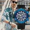 Männer Uhr Stoppuhren Leuchtende Analog Quarz Armbanduhren Wasserdicht Chronograph Sport Datum Leder Montre Homme