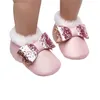 First Walkers Winter Toddler Baby PU Leather Shoes Non-slip Footwear With Bow Born Infant Soft Crib Children Sneakers