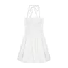 Bowknot Halter Sling Dress Women's Summer Short Mesh Waist Bud 210529