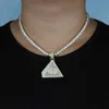 collier de chaîne de tennis pour hommes avec pendentif Triangle Pyramide Iced Out Masonic Illuminati Eye hip hop Bijoux drop ship