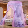 DIA120cm Cama Canopy Hung Mosquito Net Princesa Cama Cama Cortina Dobrável Dupla Cores Elegante Fadas Lace