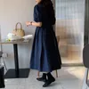 Sweet Dot Woman Dress Vintage Puff Sleeve Peter Pan Collar Abiti causali a vita alta A-line 6H028 210603