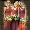 Sexy Simple Dusty Pink A Line Prom Dresses Deep V Neck Spaghetti Straps Floor Length Wedding Guest Dress Maid of Honor Gowns Custom Made