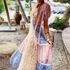 Boho Beach Summer Long Floral Dress Square Neck Ruffles Slim High Waist Holiday Patchwork Cute Pink for Women Clothing 210427