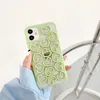 Coque de téléphone rose avec cœur d'amour 3D, étui arrière mignon de couleur verte pour Iphone 11 Pro Max 12 XR XS X 7 8 Plus SE