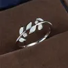 Wedding Rings Dainty Bride Cute Leaf Thin Engagement Ring Vintage Female Blue White Opal Stone Charm Silver Color For Women