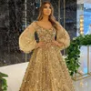 2023 Luxe Paillettes Robe De Bal Robes De Bal Chérie Dentelle Applique Perlée Longue Robe De Soirée Etage Longueur Arabe Quinceanera Dre294O