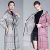 Pink Long Down Jacket Women Winter Slim Warm Double Sided Coat Female Ultra Light Down Parka With a Hood Ladies Overcoat 211108