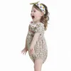 Letnie niemowlęcy kombinezony dziewczęta Krótki rękaw Kwiatowy Odzież Odzież Dżoty 210429