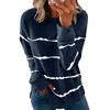 Kvinnor Skjorta Lossa Casual Tie Dye Tryckt Sweatshirt Långärmad CrewNeck Striped Pullover Toppar Blusar (S-5XL)