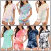 Tie-Dye Pyjama voor Dames Slaapkleding Sets Korte Mouw en Shorts Pyjama Comfort Pijama Mujer Casual Pijamas Feminino X0526