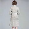 Elegant Houndstooth Pattern Tweed Women Vintage Wool Plaid Female Long Sleeve Woolen Office Lady Dress Vestidos 210416