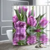 Duschvorhang Garten Bunte Blumen Natürliche Landschaft 3D Wasserdichter Stoff Badezimmervorhänge Badzubehör Dekor 210915