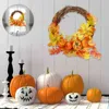 Thanksgiving Wooden Pumpkin Fall Maple Leaf Wreath Hanging Wall Door Decoration Sign Harvest Autumn Halloween 12.5Inch Hanging 211104