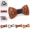 9 stilar vintage röda rosenträ bågar ihåliga bowknot för gentleman bröllop trä bowtie fasion accessoarer