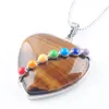 Wojiaer Natural White Opal Quartz Gemstone Bead Heart Necklace Silver Color Healing Reiki 7 Chakra Charm Jewelry Bn317