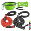 FML Pet Leash Set 2Pack 5FT Nylon Dog Leashes with Handle Reflective Lightweight Dog Training Car Seat Belt Portable Pet Bowl 211006