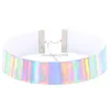 Laser Reflektieren Regenbogen Halsband Halskette Halsbänder Sexy Frauen Halsketten Gürtel Mode Schmuck Hals Ketten Band Will und Sandy