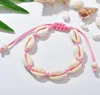 Trendiga Handgjorda Havskal Charm Armband För Kvinnor Bohemian Beach Seashell String Rope Kedjor Fashion Boho Smycken Partihandel