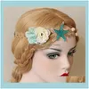 Stirnbänder Juwelyvintage Sea Star Blumenschalenband Braut Haare Hochzeitskopf Schmuck Vintage Tiara Drop Lieferung 2021 xgjqp