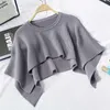 Woherb Autumn Knitted Sweater Women Ladies Fashion Poncho Cloak Loose Shawl 2020 Casual Solid Cropped Cape Sueter Mujer X0721