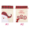 55*39cm Buffalo Plaid Santa Sack Grid Christmas Drawstring Bag Red Black Check Candy Gift Bags Ornaments