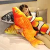 Simulering Fisk Docka Crucian Carp Pillow Grass Carp Pillow Plush Toy Fish Boy Boys Barn Sova Lata Pillow F8111 210420