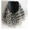 Miękkie Balaydażone Srebrne Szare Kręcone Sznurka Ponytail Puff Updo Extension Hair Extension African American Draw String Gray Weave Extension Natural Highlights 120g 140g