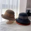 Осень зима шерсть благодать Flip Brim Bowknot Webbing Lady Bucket Cap женская досуга шляпа