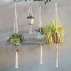 Cintres de plantes en macramé panier de jardinière suspendu intérieur avec perles de bois porte-pot de fleur décoratif pas de glands pour extérieur H 211130