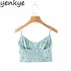 Sweet Floral Print Crop Top Women Holiday Summer Boho Cami haut femme Chiffon s LJPZ9299 210514