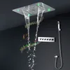 Column Ceiling Rain ShowerHead Waterfall Mist Shower Set Electric LED Bathroom System Music Bath